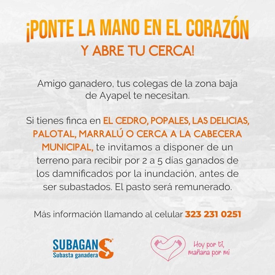 Subagan-campaña para los ganaderos de bajo Ayapel